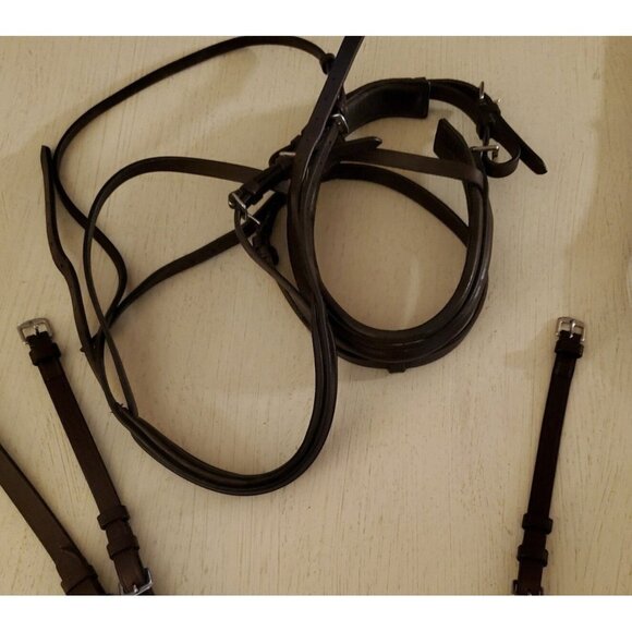 KL Select Snaffle Horse Bridle Removable Flashing + Reins Brown Leather No Brow - Picture 7 of 9